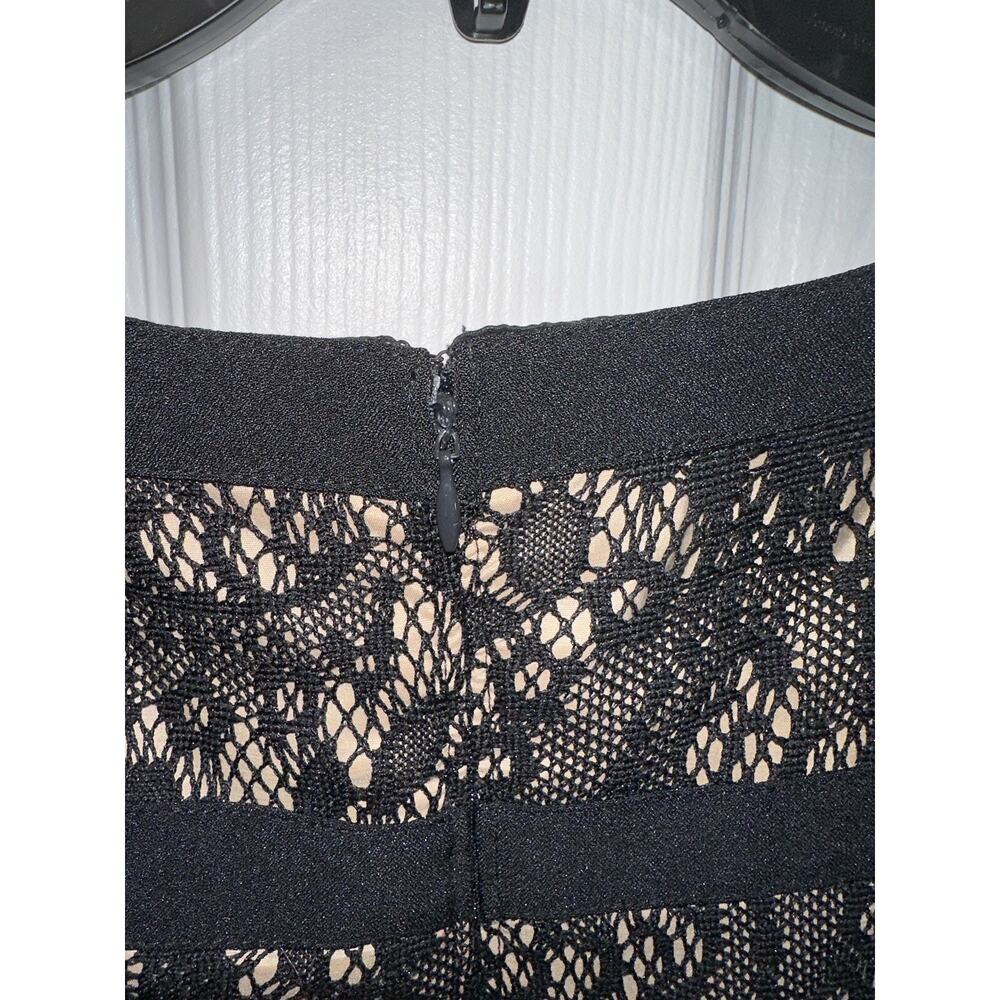 Adrianna Papell Black Lace Nude Sheath Ribbons Dress Size 4 - Picture 4 of 7